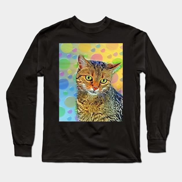 Cute kitten - abstract - colorful painting Long Sleeve T-Shirt by MarionsArt